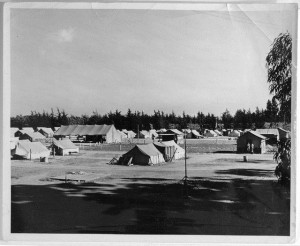 Taken from the website, Voices from the Dust Bowl. This picture shows a typical migrant work camp. 